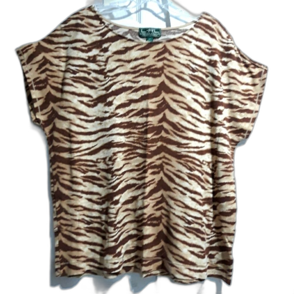 Ralph Lauren Active  plus women's animal print cotton short sleeve top s…